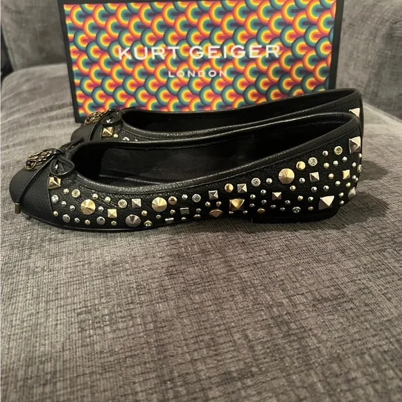 Kurt Geiger London Eagle Ballerina black slip in flats Size 7.5 Us - Picture 4 of 9